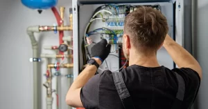 Heat pump unit installed outdoors